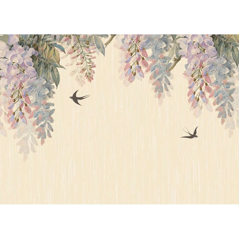 Adhésif mural fleur de glycine Aust, L 75 po x l 112 po