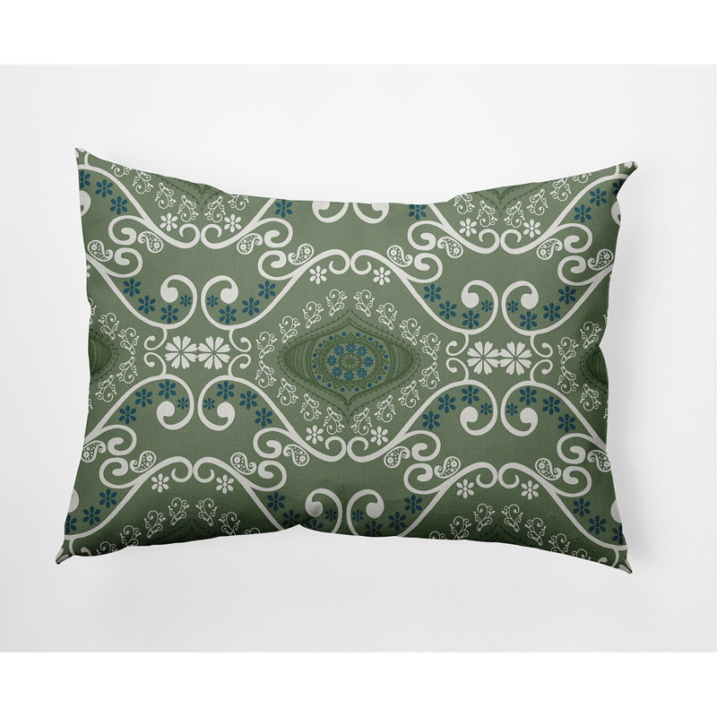 Illuminate Geometric Outdoor Reversible Throw Pillow, Green