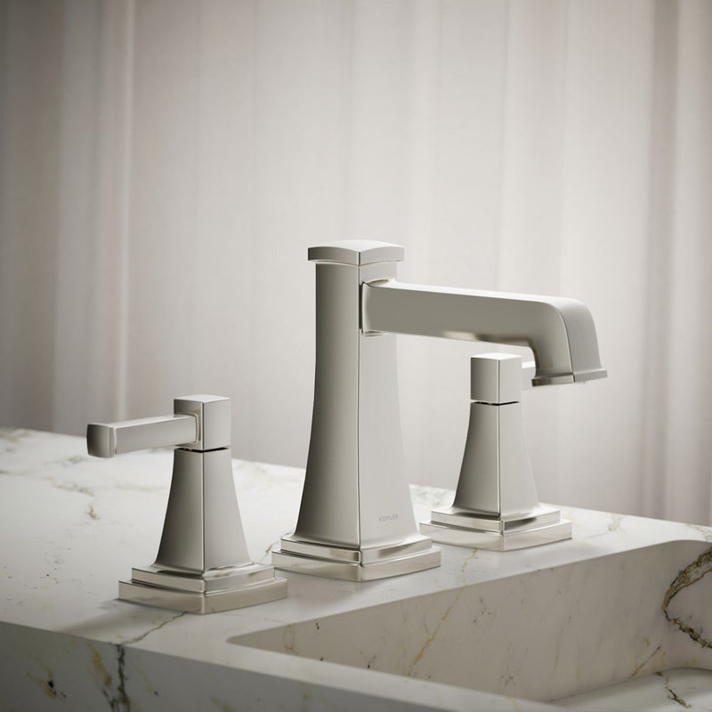 Riff Widespread Bathroom Sink Faucet, Vibrant Brushed Moderne Brass, 0.5 GPM