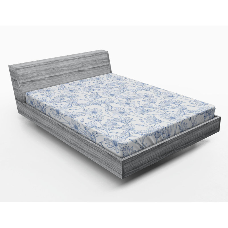 Microfiber Floral Fitted Sheet, Queen Fitted Sheet, Green Leaf Floral