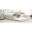 Lit plateforme tapissier grand avec lit simple et gigogne beige-553154175