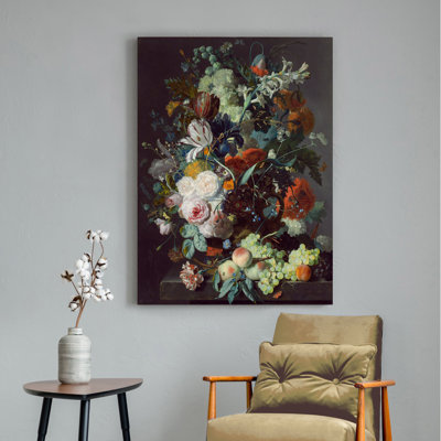 Still Life with Flowers and Fruit by Jan Van Huysum - Rectangle Wrapped Canvas Painting