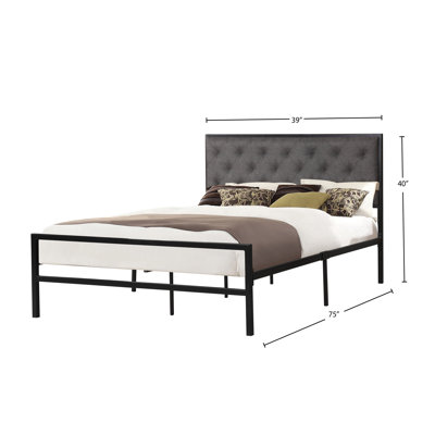Lit plateforme tapissier touffeté