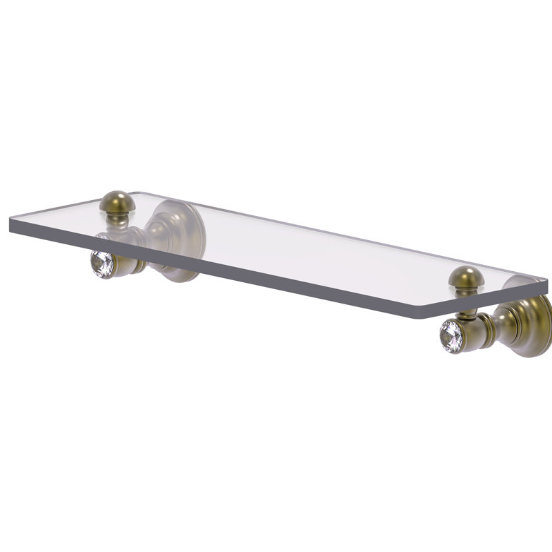 Hertz Glass Bracket Shelf, 2.4" H x 16" W x 5.54" D, Antique Brass