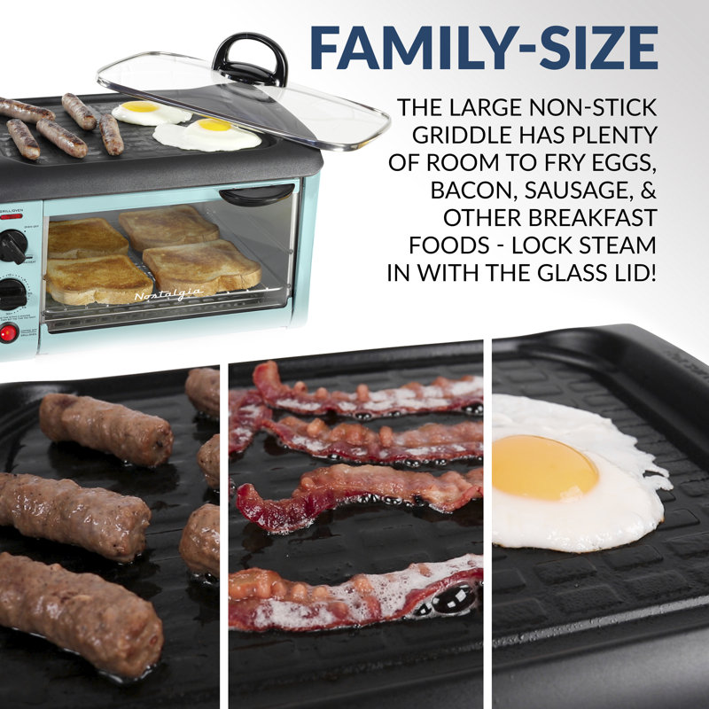 Aqua 3-in-1 Breakfast Station with Griddle and Toaster Oven