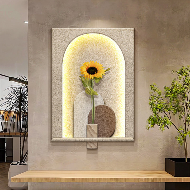 Peinture décorative, simulation de grès, peinture suspendue dans un couloir de plantes vertes, H 40,94 po x l 23,62 po