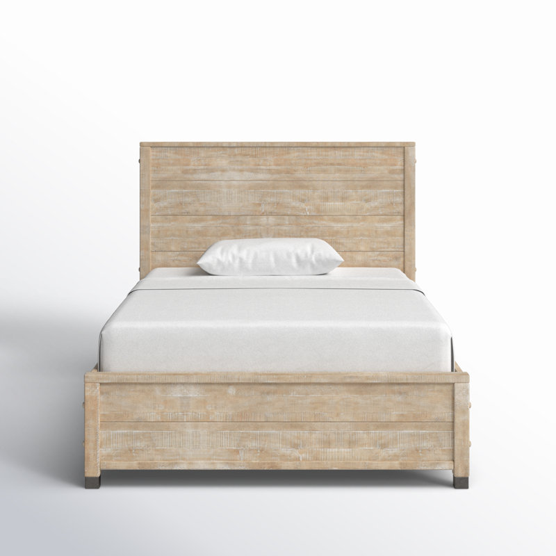 Lanora Solid Wood Panel Bed, Barnwood, Full/Double