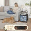 Table de chevet 2 tiroirs avec station de charge, table de chevet avec ports USB et amp; Table de chevet noire Outlets avec tablette blanche et oiseaux Moody