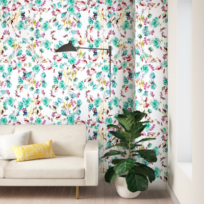 Panneau de papier peint à peler et à collez lisse à motif de roses de Ninola design