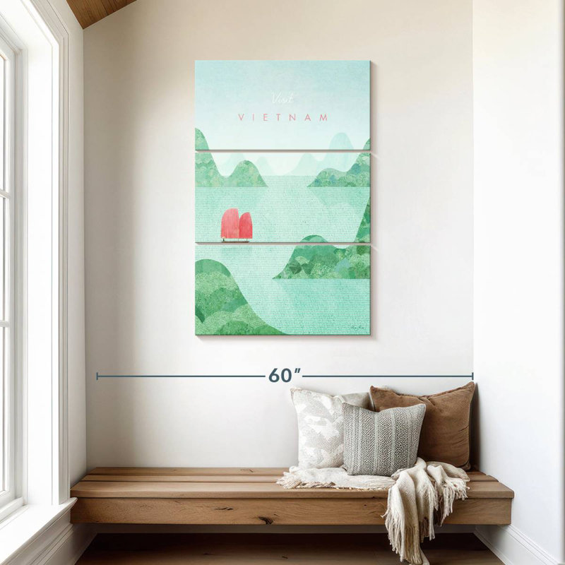 Affiche de voyage rétro du Vietnam, 45" H x 28" W