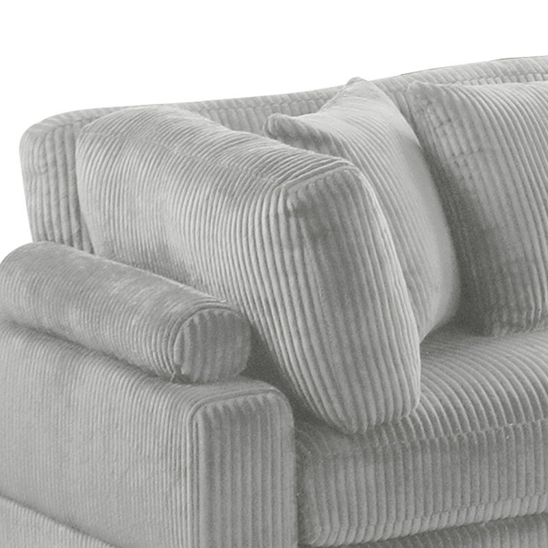 Canapé modulaire moderne en L gris avec accoudoirs roulés, dossier rembourré et résistance robuste pour le rembourrage en mousse pour le divertissement à domicile