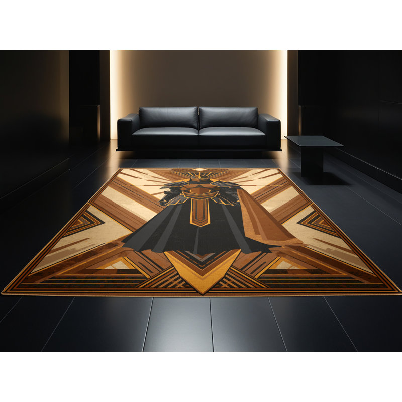 Tapis brun moelleux moelleux Art Deco Paladin, 8 x 10