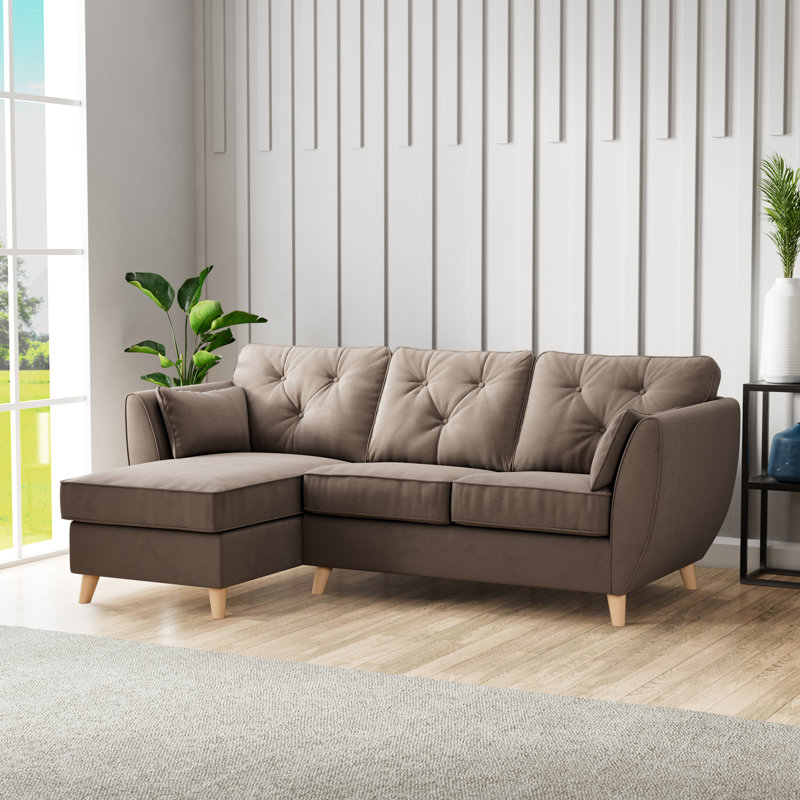HOXTON CHAISE FOAM MALIA FOOT, Beige Wood, Mole, Left Hand Facing