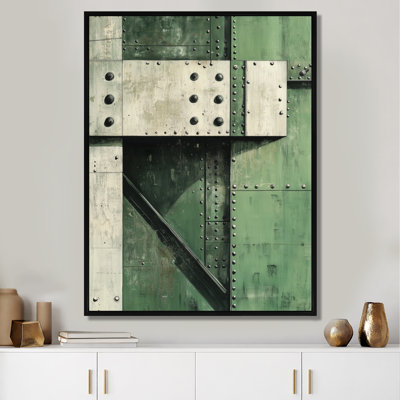 Green Industrial Steel Panels - Abstract Canvas Wall Decor
