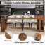 Table de salle à manger extensible avec station de charge et lumières à DEL, table de salle à manger en faux marbre brun rustique de 19,7 po à 98,4 po-1170075822