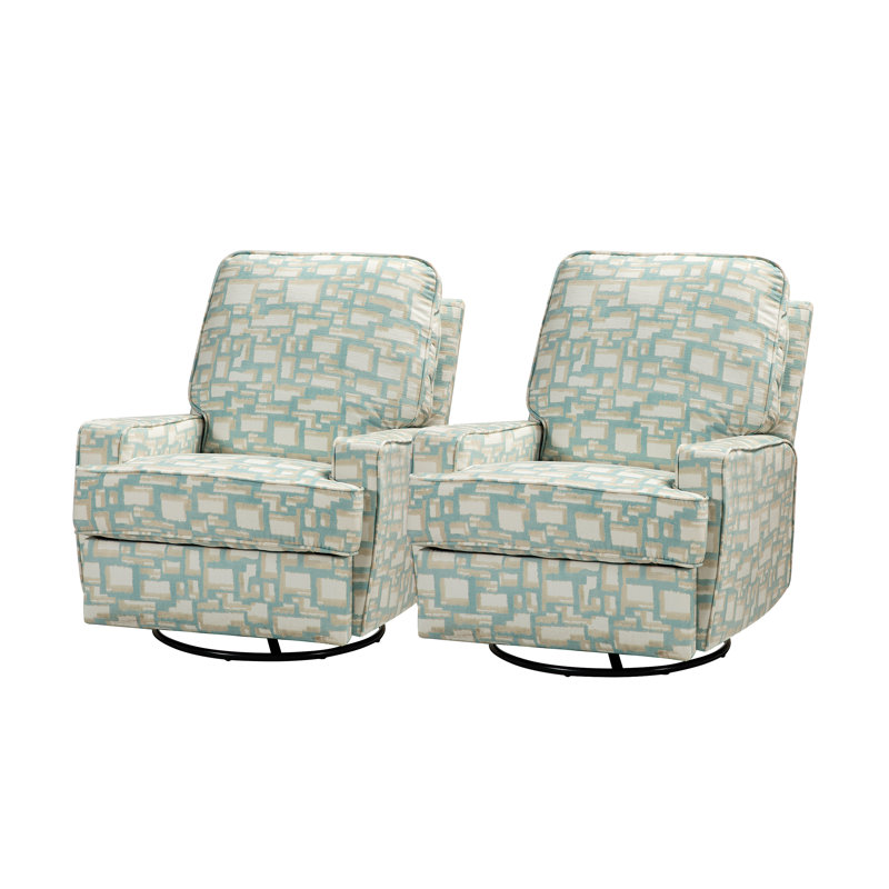 Fauteuil inclinable berçant manuel pivotant de 30 po de largeur Amorita, Polyester bleu