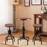 Seefeldt 2 - Person Pine Solid Wood Top Pedestal Dining Set