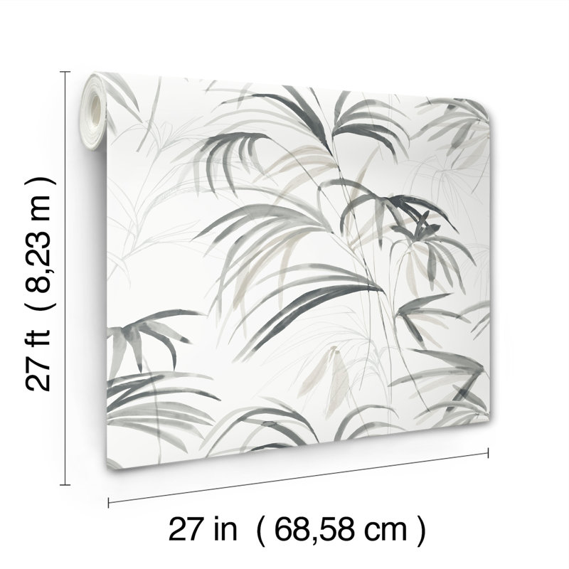 Inky Warm Neutral Palms Wallpaper, Black