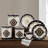 Chalet Cream/Black/Taupe Aztec Print Ceramic Southwestern Style 19 Piece Dinnerware and Canister Set