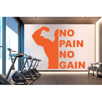 No Pain No Gain Gym Wall Decal Power Fitness Squat Decor Workout Art Vinyle Gym Autocollants muraux Chambre Gym Workout Motivation Cross-Fit