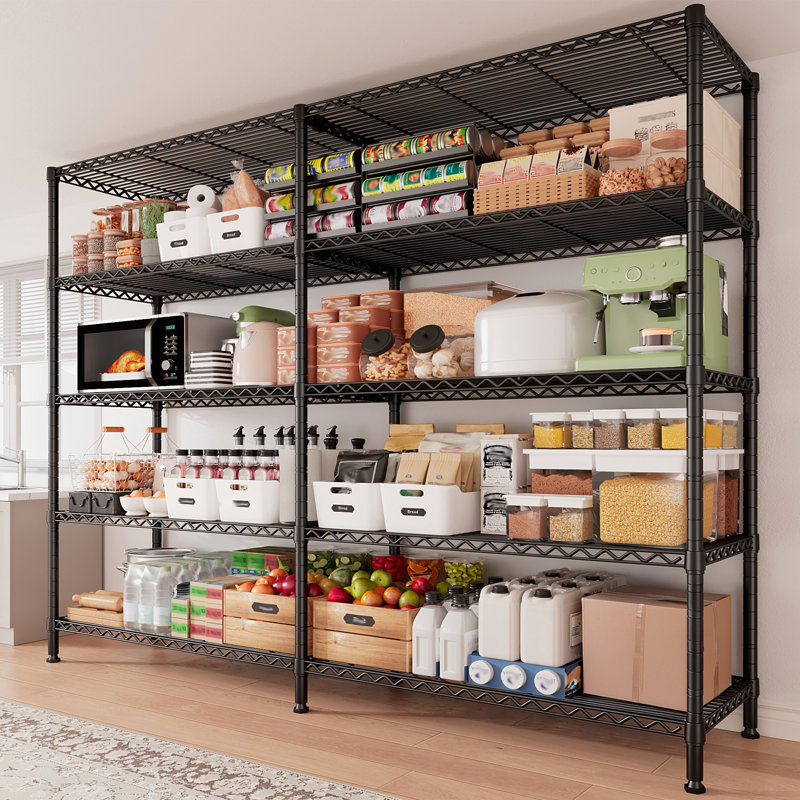 Étagère de rangement réglable en acier Marlia, Noir, 5 niveaux: H 72,4 po x l 69 po x P 15,75 po