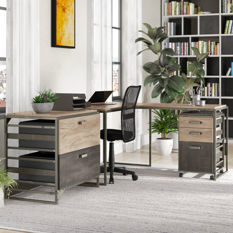 Ensemble de bureau et classeur Hairston, Gris rustique