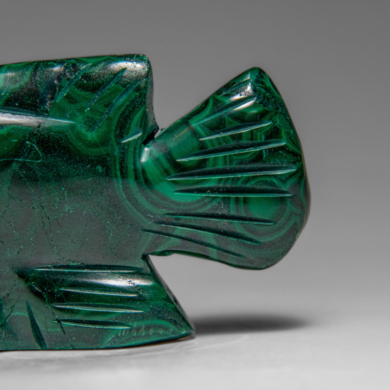 Genuine Polished Malachite Fish Carving (185 Grams)