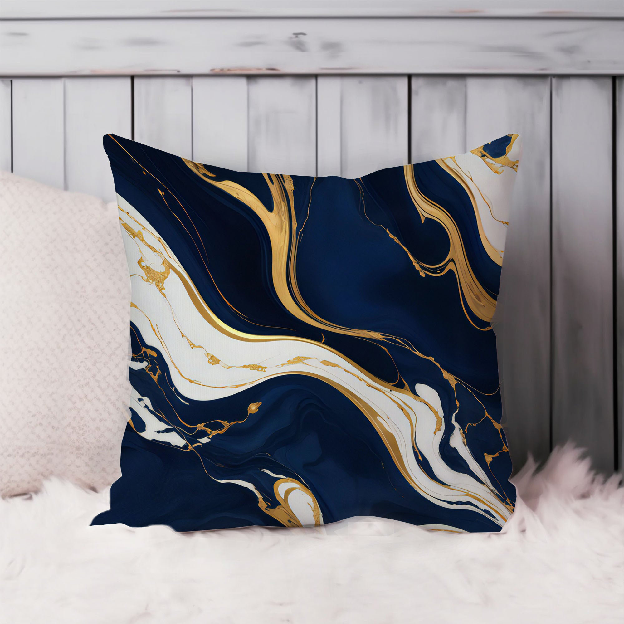 Ethan Taylor Abstract Blue Gold Symphony XVI Pillow Cover Wayfair