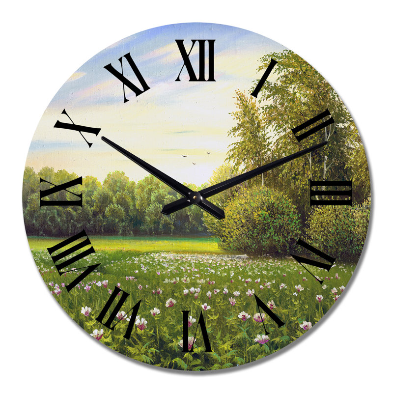 Magnifique paysage de campagne vert été - horloge murale, Moyen