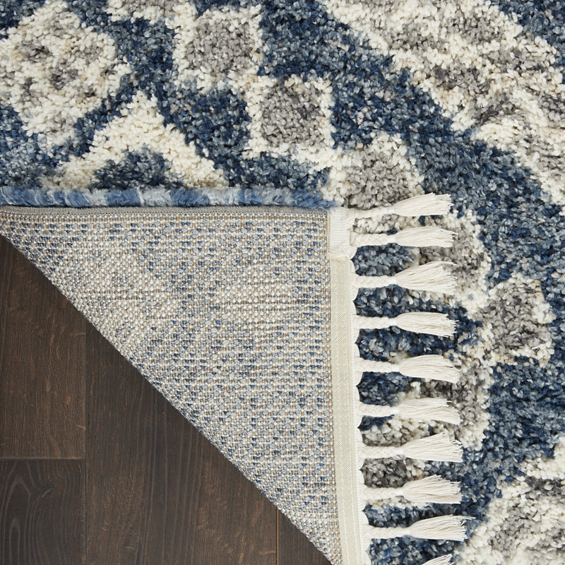 Tapis bleu / beige Ileyah Southwestern, Rectangle 4 pi x 6 pi