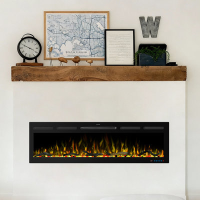 Recessed & Wall Mounted Smart Electric Fireplace With 13 Color 3D Flame, Touch Screen & Remote Control & APP Control & Voice Control, Adjustable Brightness & Temperature, Timer, 750W/1500W