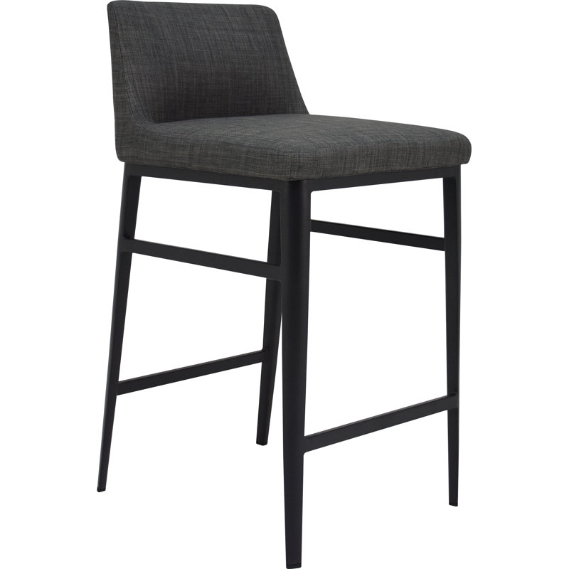 Baron Upholstered Stool with Metal Frame, Counter Stool (25.5” Seat Height), Charcoal