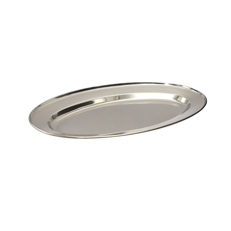 Buckingham Mirror Polish Oval Serving Tray Heavy Gauge Plate Stainless Steel , 3.5cm H x 50cm L x 34.5cm W