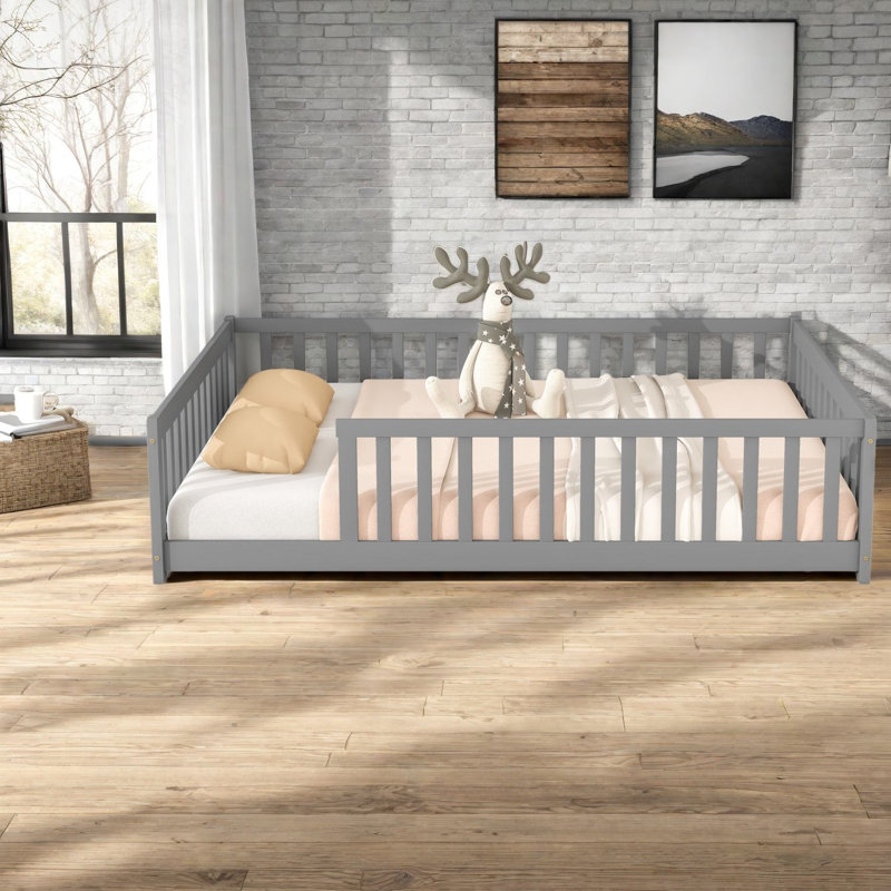 Lits doubles sécuritaires, structure de plancher en bois d'hévéa, chambre à coucher pour enfants moderne