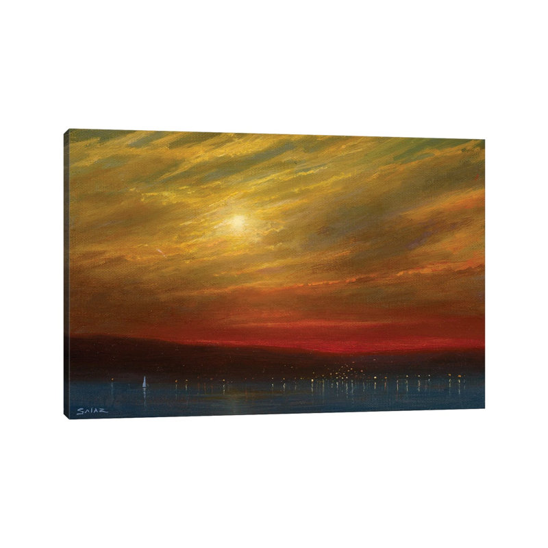 Sunset Over Nyack - 7.16.17 by Ken Salaz - Wrapped Canvas Painting, 20.32 cm H x 30.48 cm W