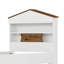 Lit simple en bois en forme de maison avec tablette de rangement sur la tête de lit-1248801698