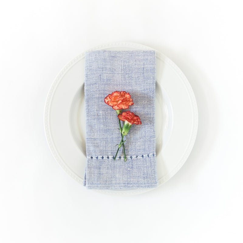 Ensemble de 4 serviettes en coton, Bleu