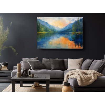 Stunning Lake Reflection Oil Painting Reproduction Canvas Print