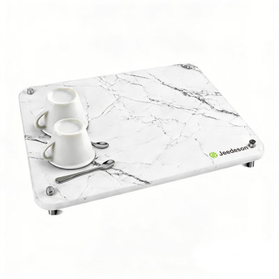 15.75 In. X 11.81 In. White Marble Look Stone Drying Mat For Kitchen, Water Absorbent Diatomaceous Stone Dish Drying Mat