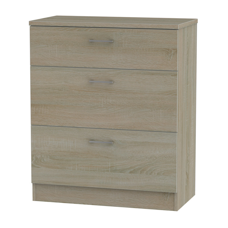 Fully Assembled Ingram 3 Drawer Chest, Darkolino Oak