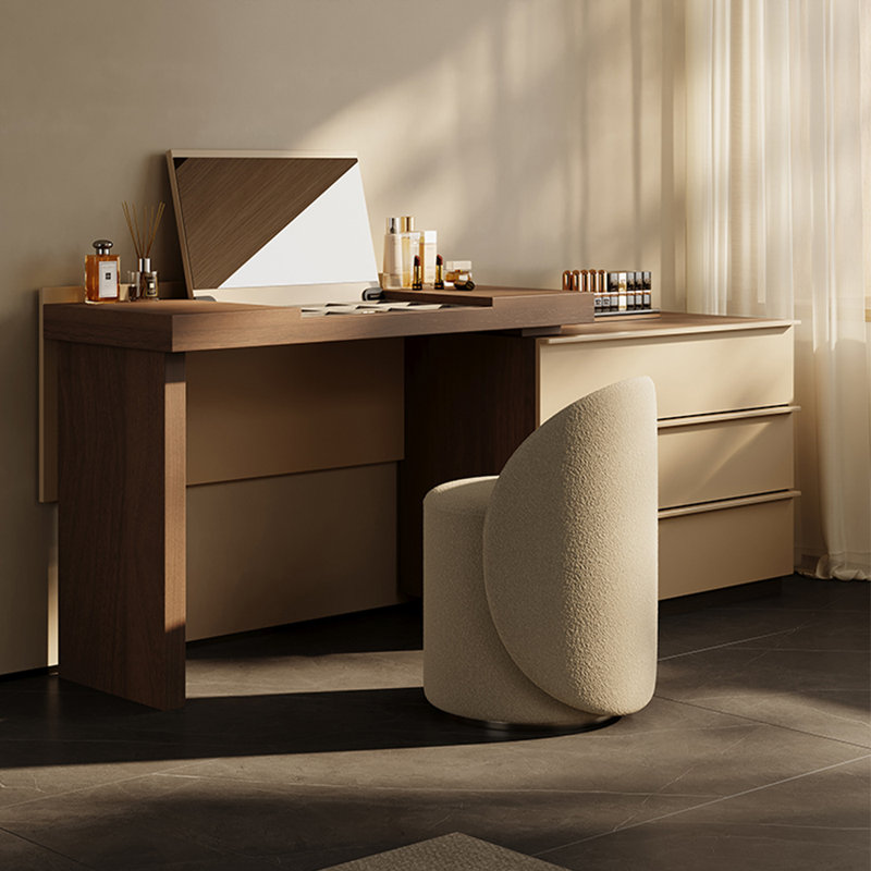 Table de maquillage en bois massif Clamshell