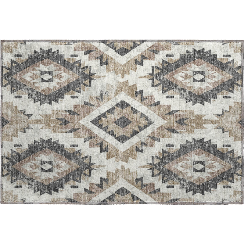 Premium Machine Washable Crestover AMF1878 Aztec Rug, Rectangle 1'8" x 2'6"