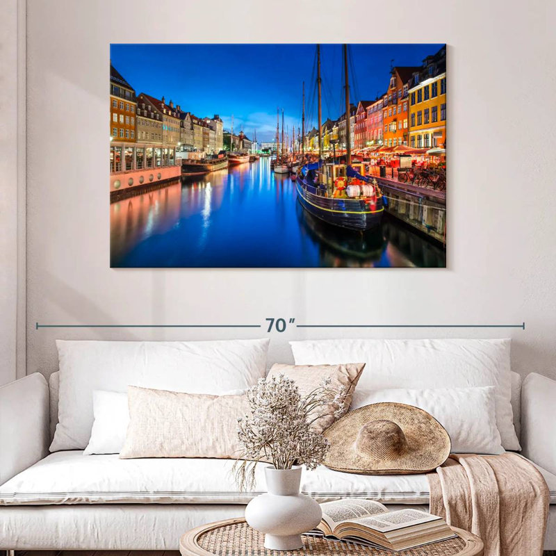 Bateaux à Nyhavn, H 32 po x l 48 po