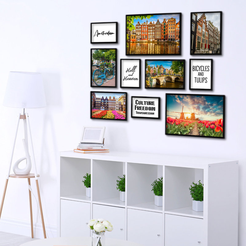 Giallobus - Set 10 Poster Da Parete - Raccolta Città Amsterdam - Carta Patinata - | 2 X A3 42X30cm | 4 X A4 30X21cm | 4 X A5 21X15cm | - Senza CORNICI - Stampe Moderne Soggiorno