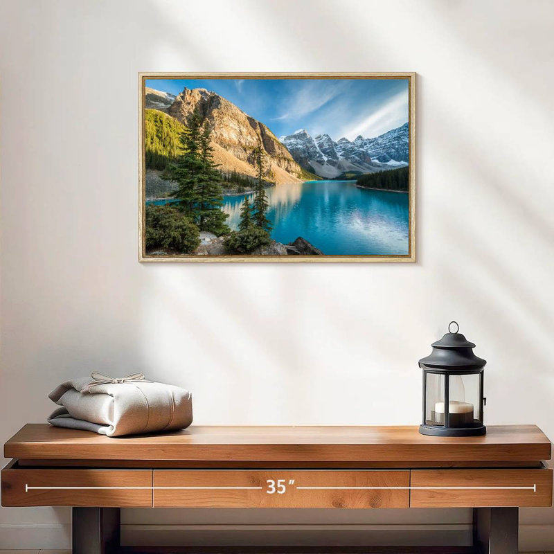 Lac Moraine Glorious, Cadre flottant en bois naturel, 19 po x 13 po