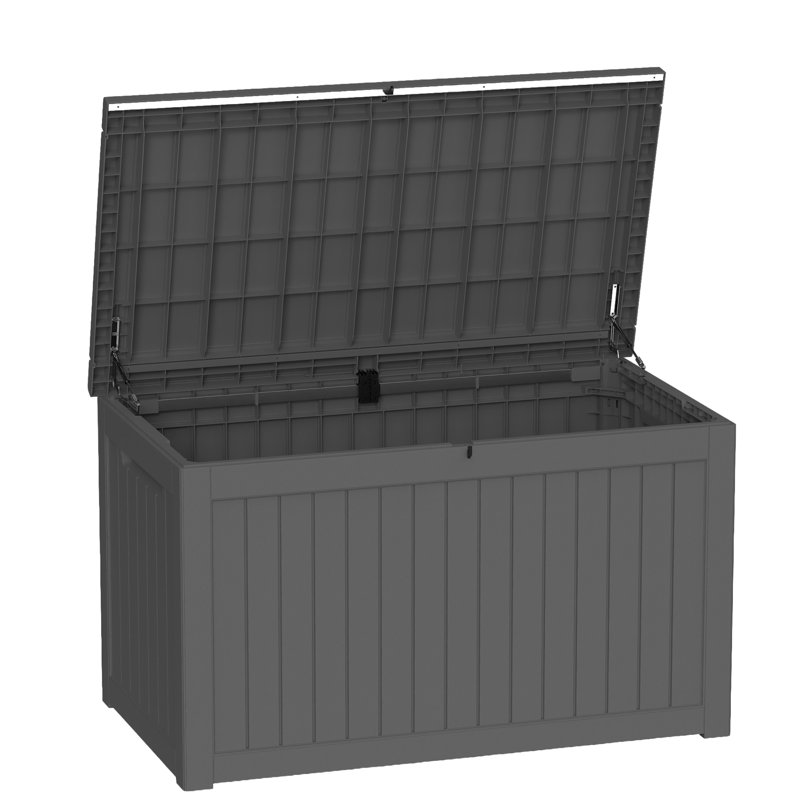 Boîte de rangement verrouillable en résine résistante à l'eau 57,92 "l 230 gallons (noir), Noir, 230