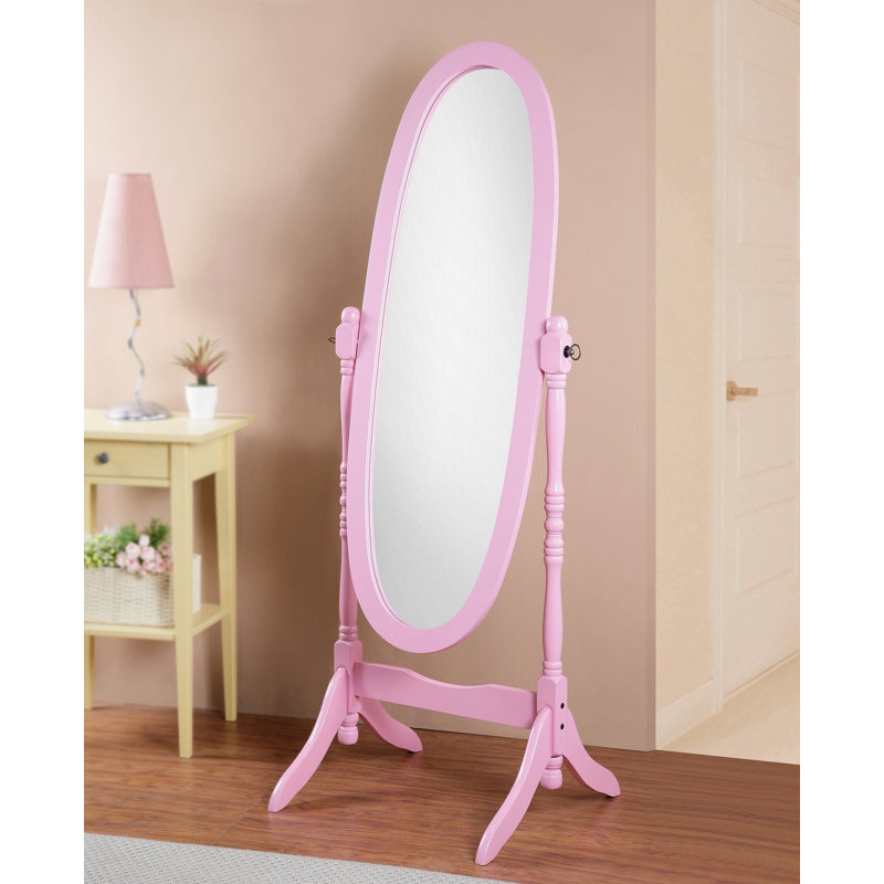 Miroir de plancher traditionnel en bois de style reine Anna, finition rose, Rose