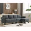 Canapé modulaire convertible en forme de L avec rangement, revêtement moderne en velours flocon de neige pour le salon, gris-972834676