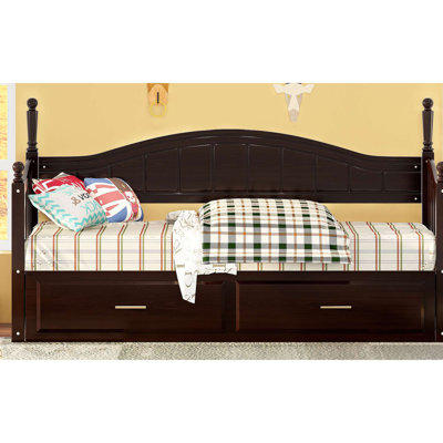 Wooden Daybed With Trundle, Extendable Daybed With Two Storage Drawers