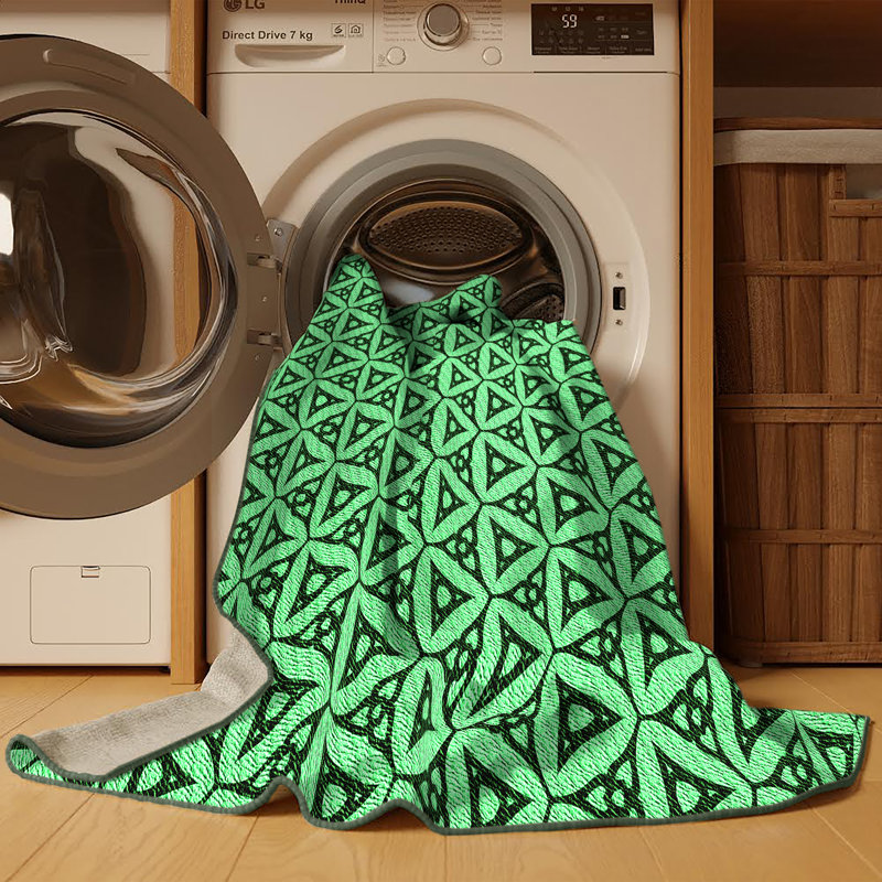 Tapis vert tissé à la machine, Rectangle 7 pi x 9 pi